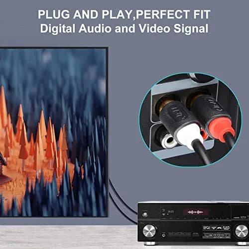 J&D Dual 1/4 inch TS to Dual RCA Stereo Audio Interconnect Cable, Gold Plated 1.83 m (6 Feet) | Connects Audio Devices thumbnail 4