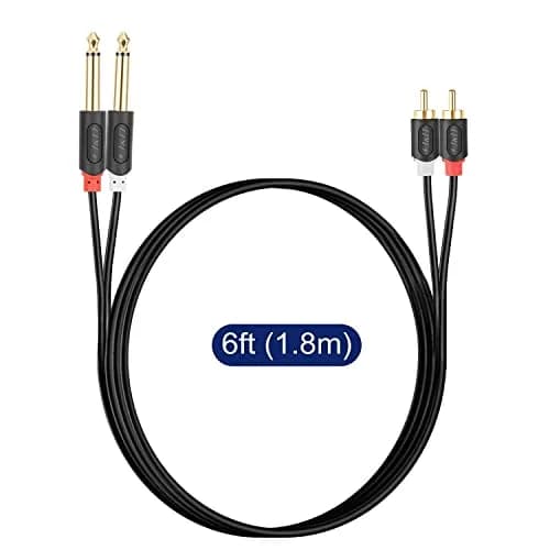 J&D Dual 1/4 inch TS to Dual RCA Stereo Audio Interconnect Cable, Gold Plated 1.83 m (6 Feet) | Connects Audio Devices thumbnail 7