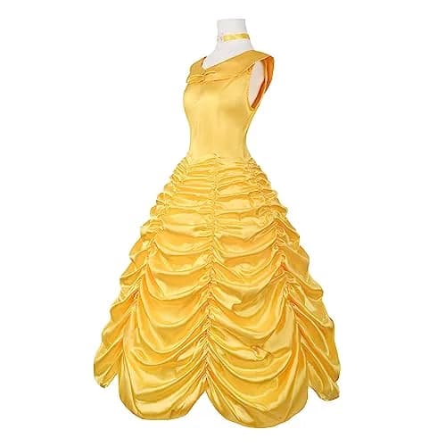 Drofe Women Yellow Princess Off Shoulder Gown Costume Set with Gloves & Accessories XL | Imported from USA thumbnail 2