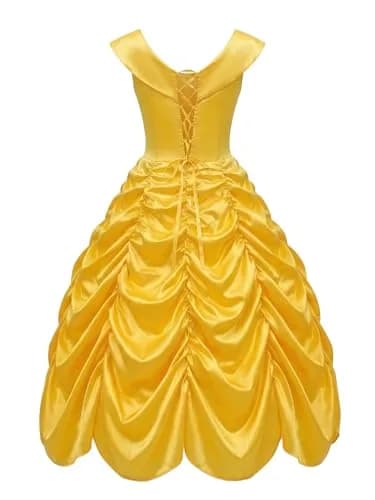 Drofe Women Yellow Princess Off Shoulder Gown Costume Set with Gloves & Accessories XL | Imported from USA thumbnail 3