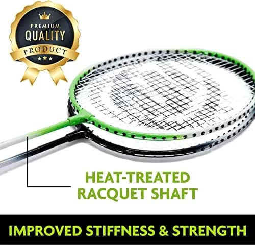 E-Jet Badminton Net Rackets Shuttlecocks Combo Set - Portable 1.55m (5.1Ft) x 2.4m (7.8Ft) | Instant Setup Backyard Fun thumbnail 4
