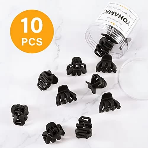 YOHAMA Black 10pcs Hair Clips 4cm (1.57 inch) | Strong Grip Octopus Claw Clips for Thin to Thick Hair thumbnail 4