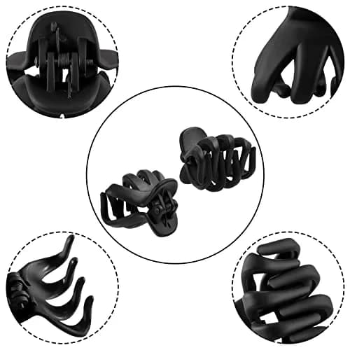 YOHAMA Black 10pcs Hair Clips 4cm (1.57 inch) | Strong Grip Octopus Claw Clips for Thin to Thick Hair thumbnail 3