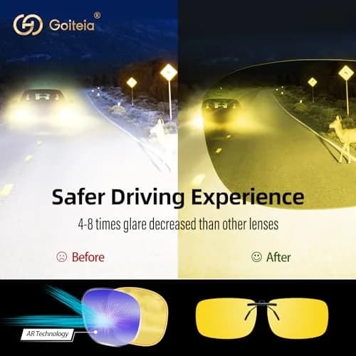 Goiteia Night Driving Clip On Glasses | Polarized UV400 Anti-Glare for Safer Night Drive thumbnail 3