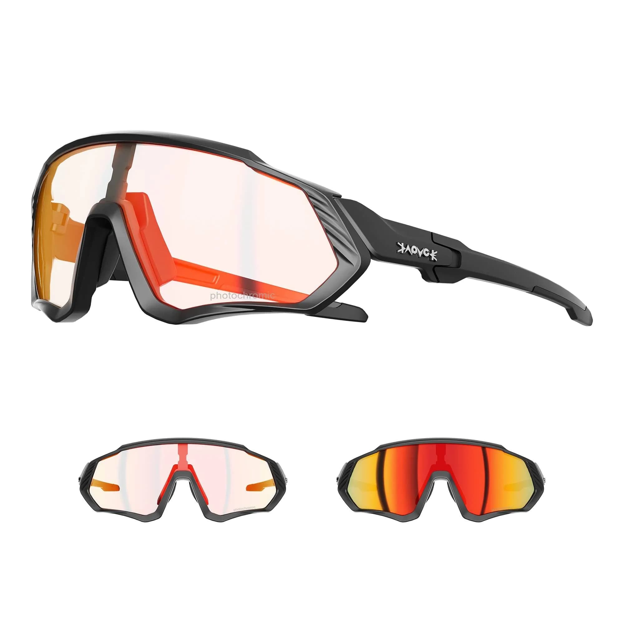 KAPVOE Photochromic Cycling Glasses - Striking Red Frame | Adapts to UV Light - main product image