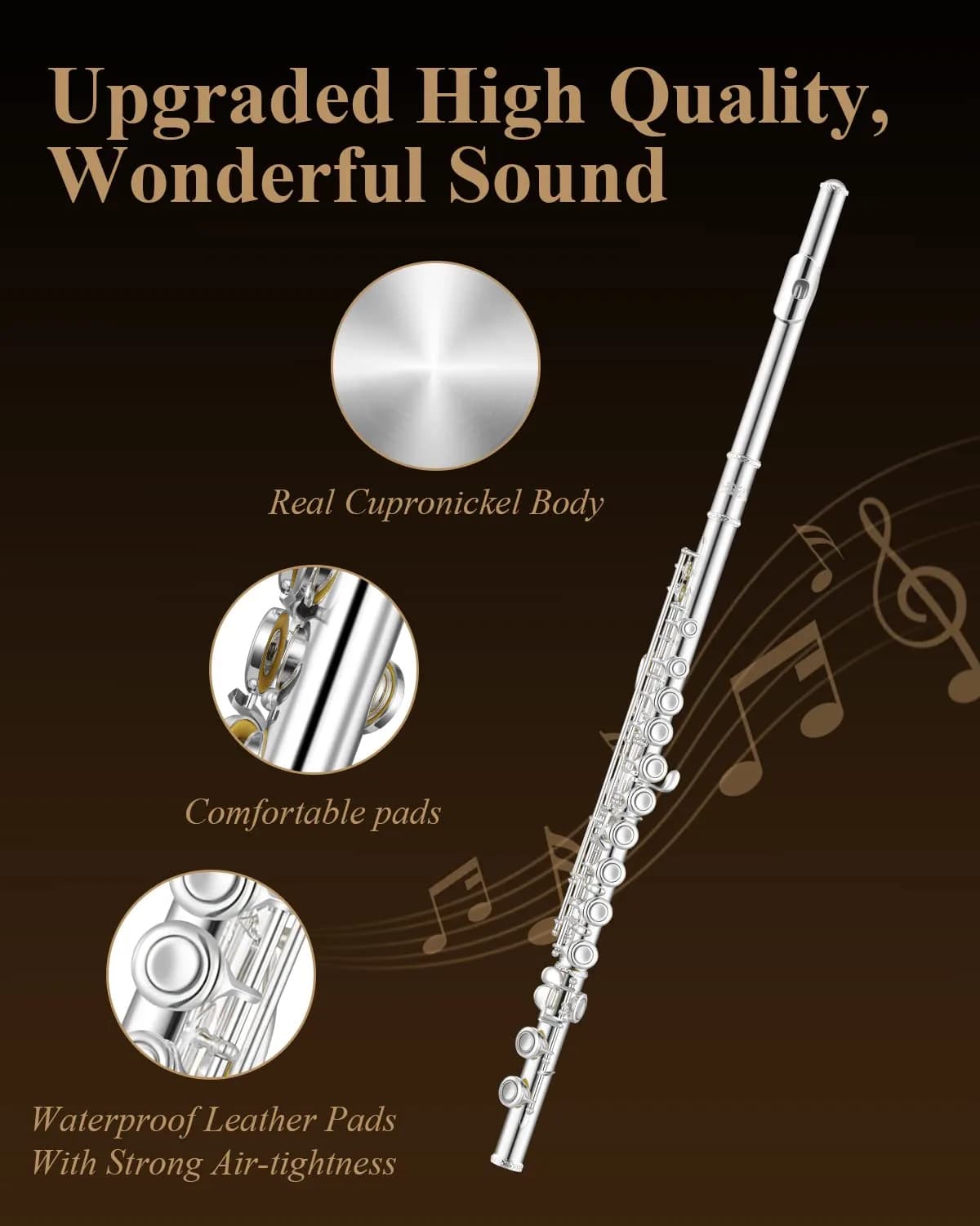 Eastar Advanced Silver Plated C Flute with 16 Keys and Offset G for Beginners - view 4