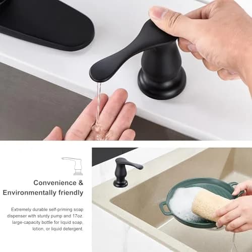 GAGALIFE Built-in Soap Dispenser for Kitchen Sink with 500ml Bottle, Matte Black | Easy Refill & Installation thumbnail 5