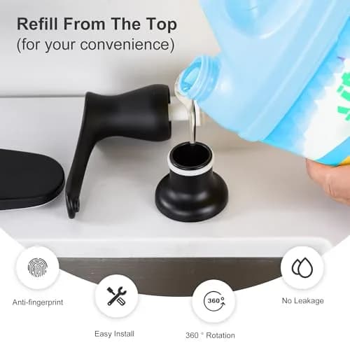 GAGALIFE Built-in Soap Dispenser for Kitchen Sink with 500ml Bottle, Matte Black | Easy Refill & Installation thumbnail 3