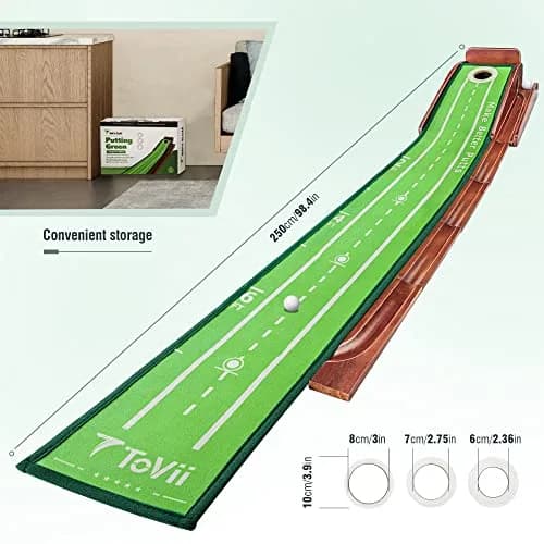 ToVii Golf Practice Mat Indoor 250cm x 250cm | Portable, Ball Return & Guided Alignment (120 chars) thumbnail 4