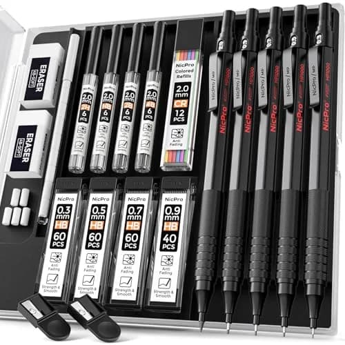 Nicpro Mechanical Pencil Set 27PCS | Metal Drawing & Writing with Lead Eraser thumbnail 1
