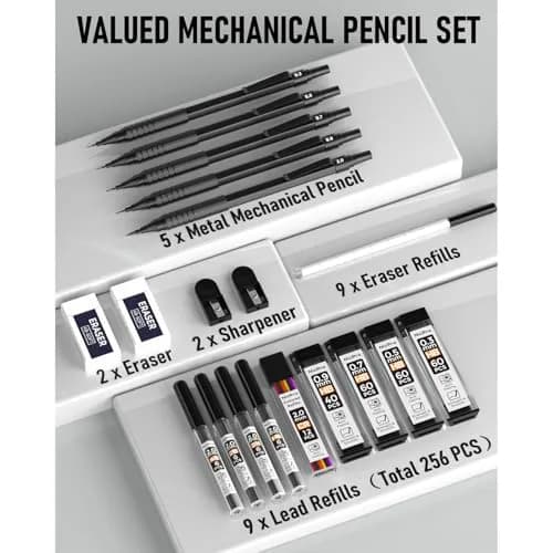 Nicpro Mechanical Pencil Set 27PCS | Metal Drawing & Writing with Lead Eraser thumbnail 7