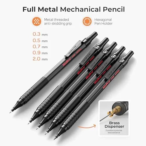 Nicpro Mechanical Pencil Set 27PCS | Metal Drawing & Writing with Lead Eraser thumbnail 2