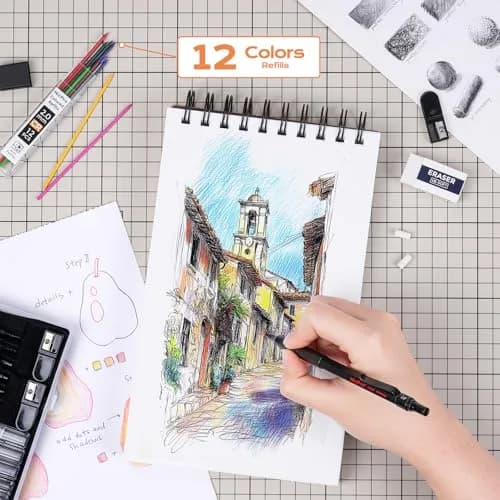Nicpro Mechanical Pencil Set 27PCS | Metal Drawing & Writing with Lead Eraser thumbnail 4