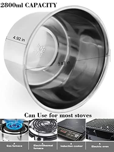 SONGZIMING Double Boiler Pot Set with Silicone Spatula, 1200ML + 2800ML Stainless Steel Pots | Induction Compatible thumbnail 3