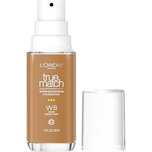L'Oreal Paris True Match Super-Blendable Foundation, W8, Medium Deep, 1 Fl Oz | Natural Medium Coverage for Sensitive Skin - main product image