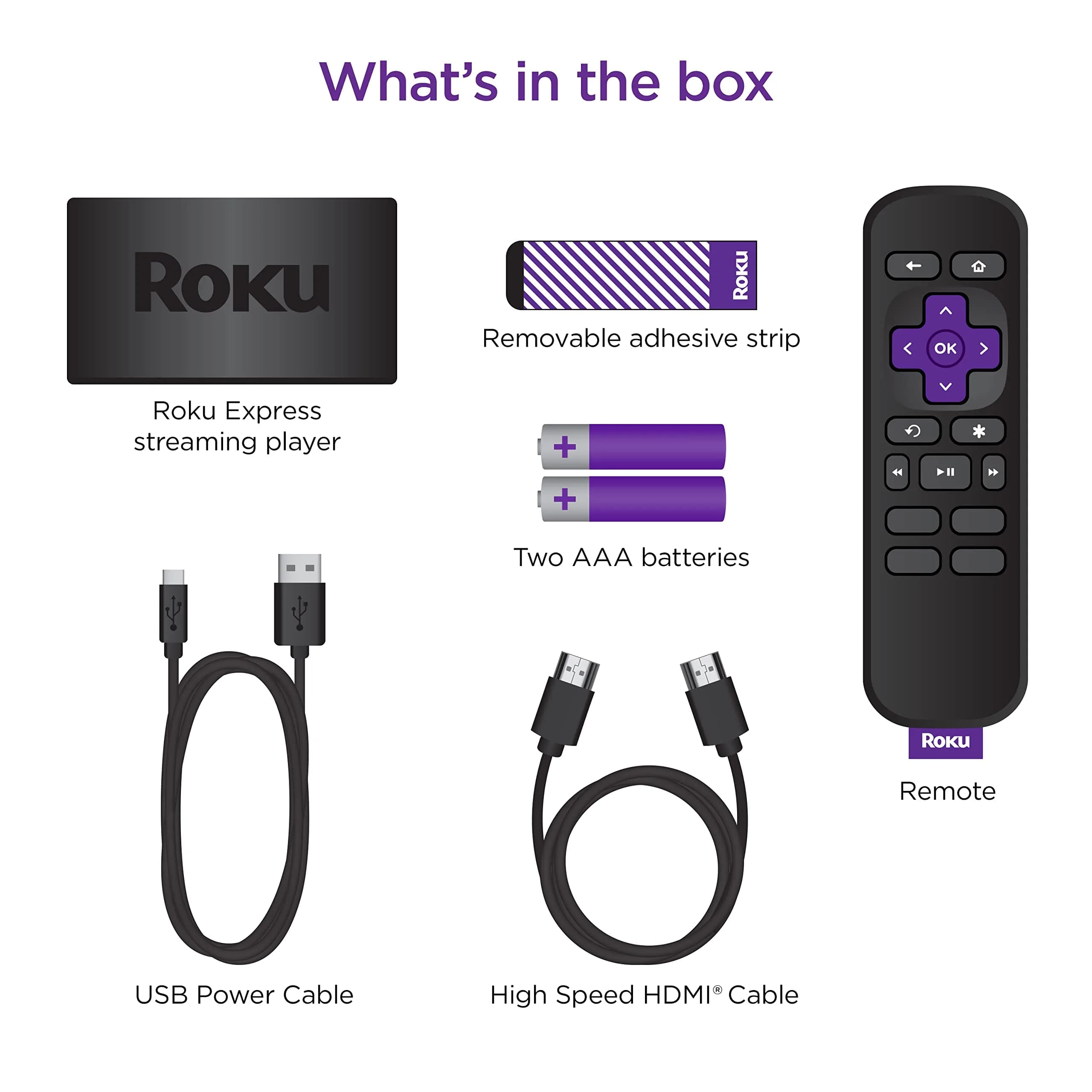 Roku Express HD Streaming Device with Standard Remote | 1080p Resolution, 512MB RAM - view 5