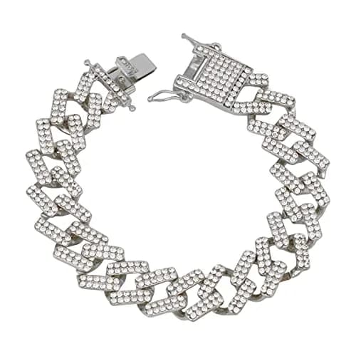 Charles Raymond Bling-ed Out Hip Hop Mens Watch 8.5 inch Silver | Iced Out Dial & Diamond Look thumbnail 4