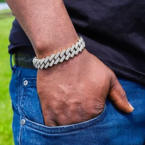 Charles Raymond Bling-ed Out Hip Hop Mens Watch 8.5 inch Silver | Iced Out Dial & Diamond Look thumbnail 5