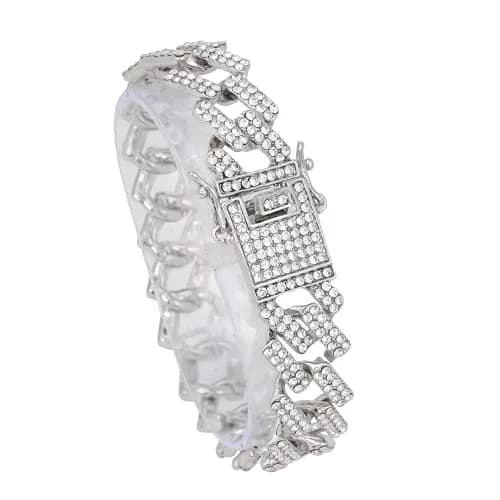 Charles Raymond Bling-ed Out Hip Hop Mens Watch 8.5 inch Silver | Iced Out Dial & Diamond Look thumbnail 3