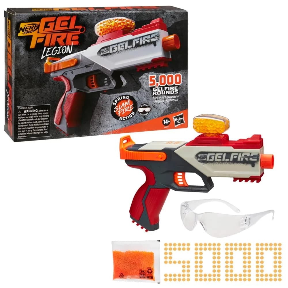 Nerf Pro Gelfire Legion Spring Action Blaster 130 Hopper | 5000 Rounds, Protective Eyewear, Slam Fire, Ages 14+