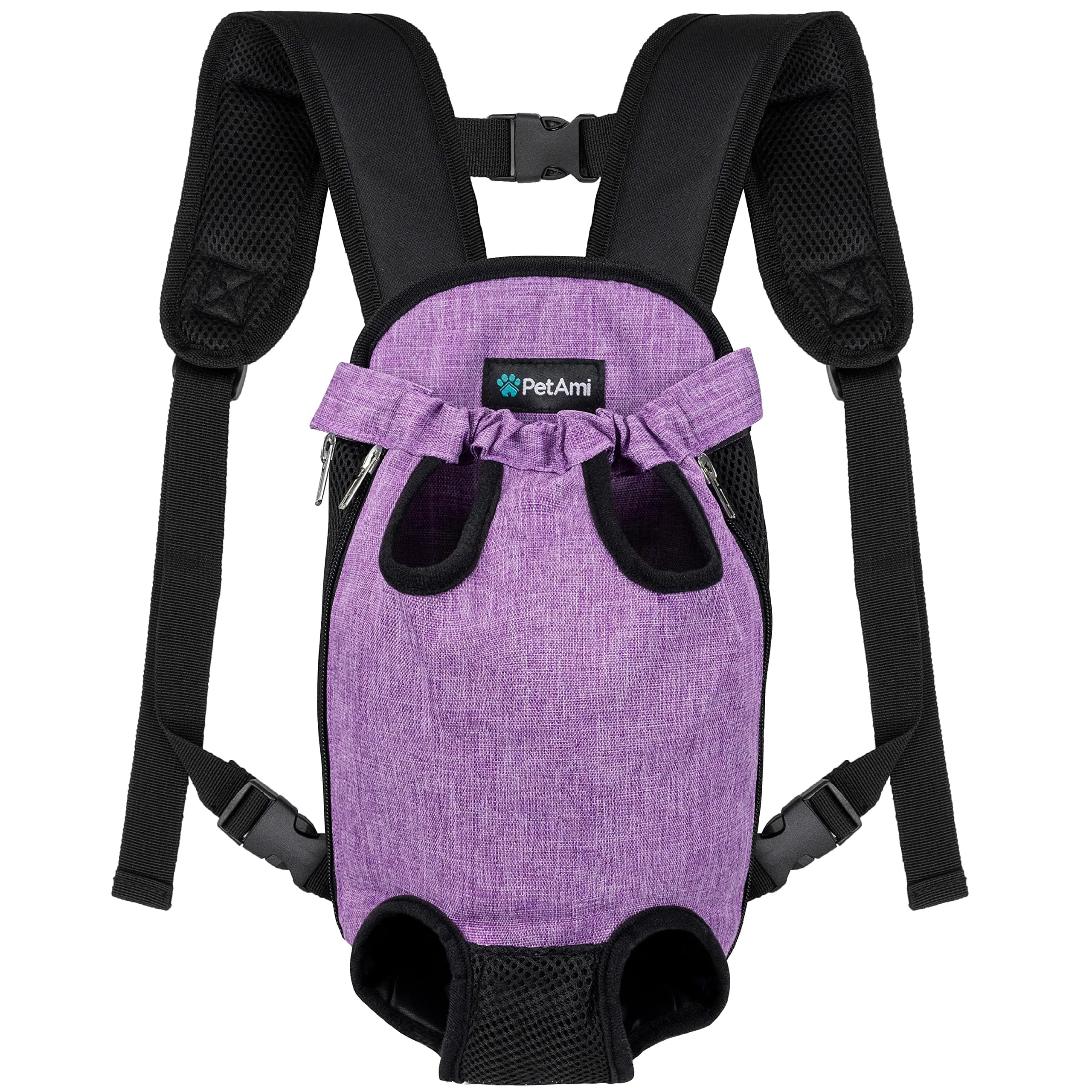 PetAmi Dog Carrier Backpack, Adjustable Ventilated Pet Sling for Small Medium Dogs & Cats, Large, 12-16 lbs, Purple | Lightweight & Expandable — Purple