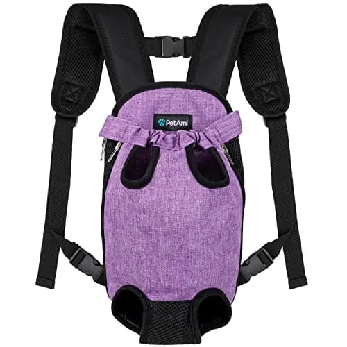 PetAmi Dog Carrier Backpack, Adjustable Ventilated Pet Sling for Small Medium Dogs & Cats, Large, 12-16 lbs, Purple | Lightweight & Expandable thumbnail 1