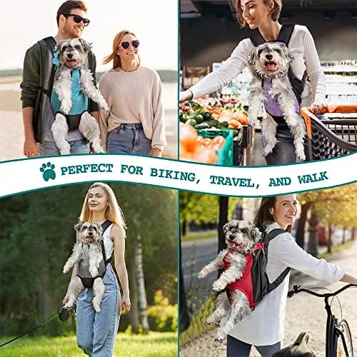 PetAmi Dog Carrier Backpack, Adjustable Ventilated Pet Sling for Small Medium Dogs & Cats, Large, 12-16 lbs, Purple | Lightweight & Expandable thumbnail 6