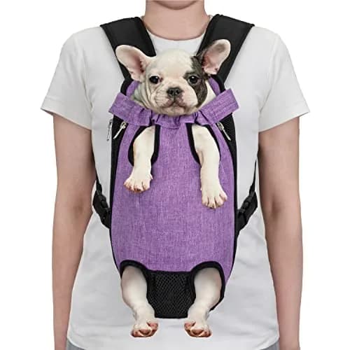 PetAmi Dog Carrier Backpack, Adjustable Ventilated Pet Sling for Small Medium Dogs & Cats, Large, 12-16 lbs, Purple | Lightweight & Expandable thumbnail 2