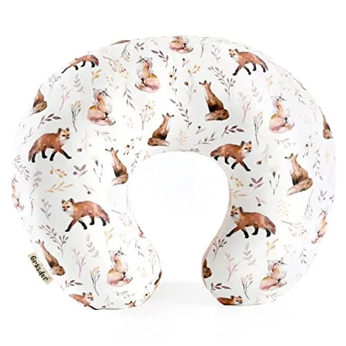 GRSSDER Nursing Pillow Cover Stretchy Minky Removable Slipcover for Breastfeeding Pillows, Ultra Soft Comfortable Fox Pattern (22.5 x 18 inches) thumbnail 1