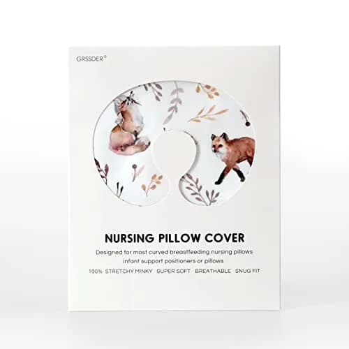 GRSSDER Nursing Pillow Cover Stretchy Minky Removable Slipcover for Breastfeeding Pillows, Ultra Soft Comfortable Fox Pattern (22.5 x 18 inches) thumbnail 4