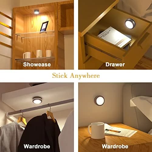 Starxing Wireless LED Under-Cabinet Puck Lights with Remote | Modern White Light for Kitchen & Closet thumbnail 5