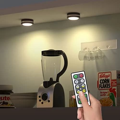 Starxing Wireless LED Under-Cabinet Puck Lights with Remote | Modern White Light for Kitchen & Closet thumbnail 6