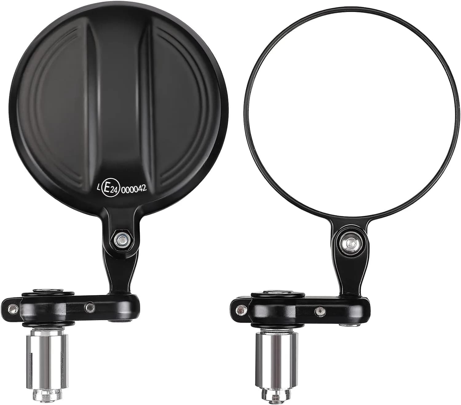KEMIMOTO Motorcycle Handlebar Mirror, 360° Rotatable, Black | Wide Field of View & Durable Aluminum