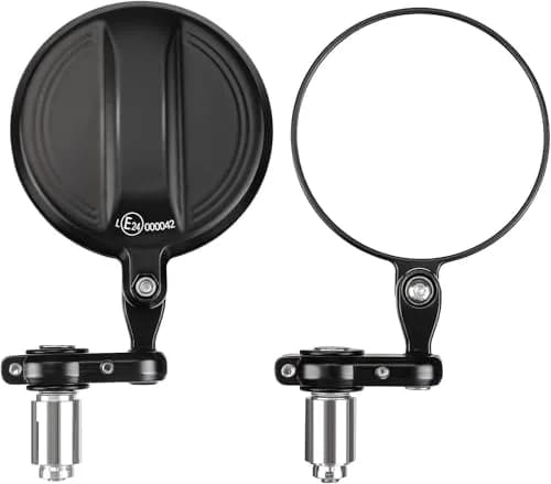 KEMIMOTO Motorcycle Handlebar Mirror, 360° Rotatable, Black | Wide Field of View & Durable Aluminum thumbnail 1