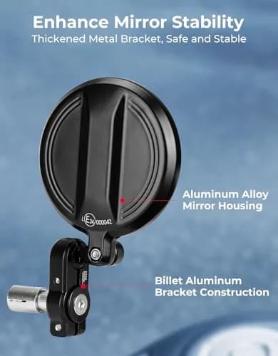 KEMIMOTO Motorcycle Handlebar Mirror, 360° Rotatable, Black | Wide Field of View & Durable Aluminum thumbnail 6