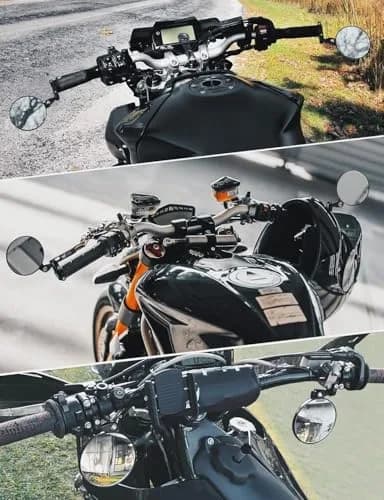 KEMIMOTO Motorcycle Handlebar Mirror, 360° Rotatable, Black | Wide Field of View & Durable Aluminum thumbnail 2