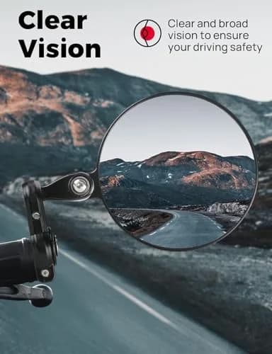 KEMIMOTO Motorcycle Handlebar Mirror, 360° Rotatable, Black | Wide Field of View & Durable Aluminum thumbnail 3