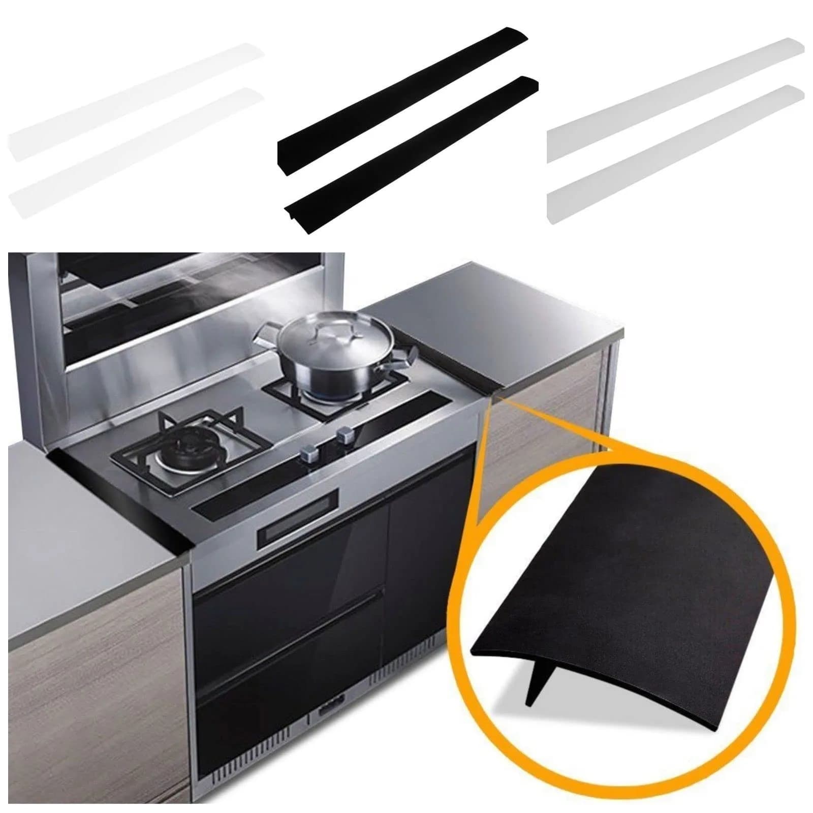 DOOHOOKIT 53 cm (21 in) Black Silicone Stove Gap Covers | Keep Your Kitchen Sparkling Clean with USA-Made Food-Grade Silicone - view 2