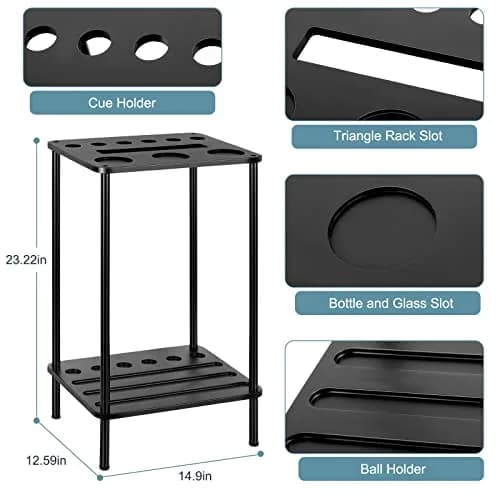 smusei Pool Cue Rack Floor Stand Holds 6 Cues | Modern Black Billiard Table Accessory thumbnail 2