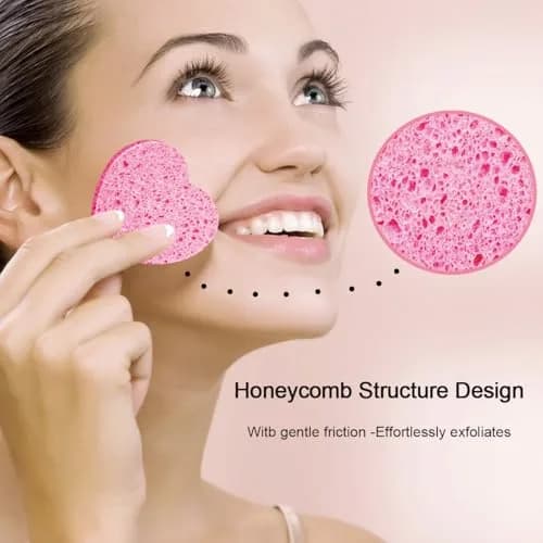 Spunspon Compressed Facial Sponges Pink Heart Shape 50 Count (1 Pack) | Gentle Daily Face Wash & Makeup Removal thumbnail 8