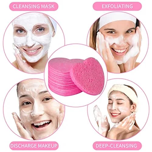 Spunspon Compressed Facial Sponges Pink Heart Shape 50 Count (1 Pack) | Gentle Daily Face Wash & Makeup Removal thumbnail 9