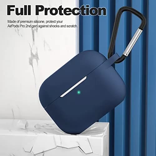 ATUAT for AirPods Pro 2nd Gen Case Cover | Silicone Skin with Keychain, Midnight Blue thumbnail 3