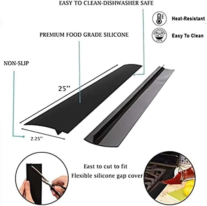DOOHOOKIT 53 cm (21 in) Silicone Stove Gap Covers - Black | USA-Made Food-Grade Silicone for a Cleaner Kitchen - view 4