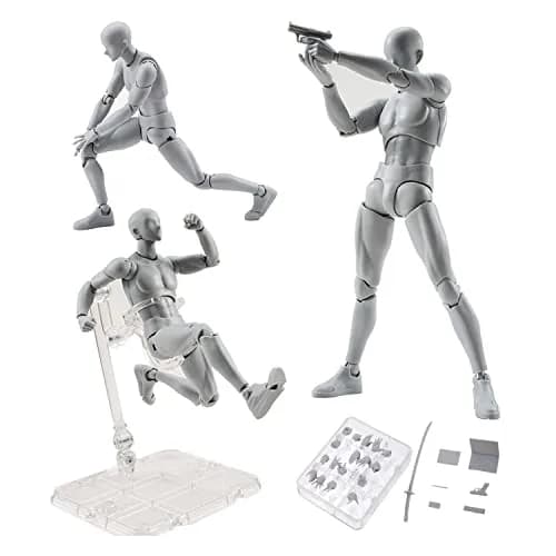 Haniforever Articulated Manikin Figure 15 cm (6 inch) Male Grey | Realistic Poseable Artist Model for Sketching thumbnail 1