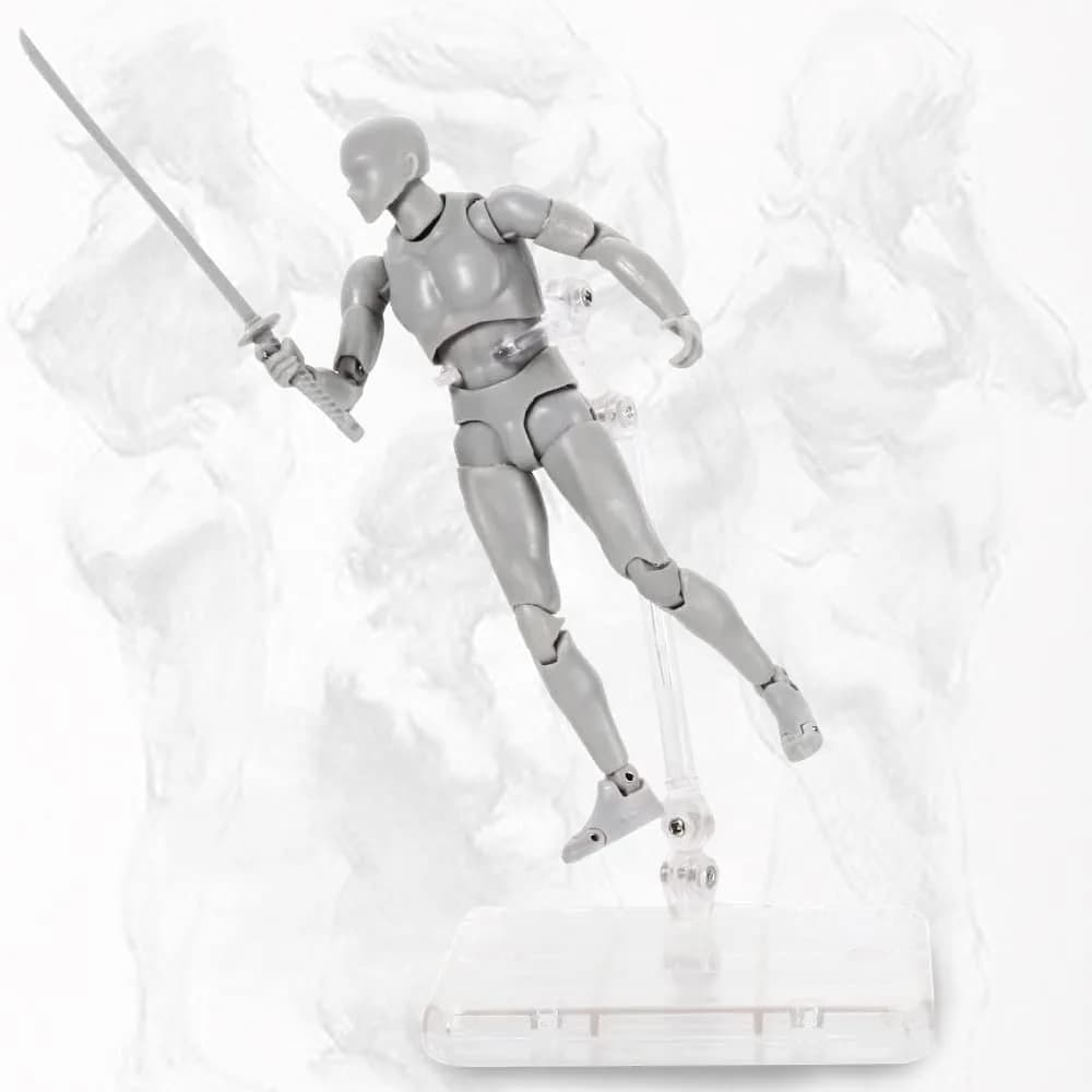 Haniforever Articulated Manikin Figure 15 cm (6 inch) Male Grey | Realistic Poseable Artist Model for Sketching - view 4