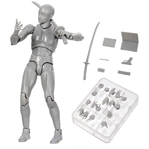 Haniforever Articulated Manikin Figure 15 cm (6 inch) Male Grey | Realistic Poseable Artist Model for Sketching thumbnail 6