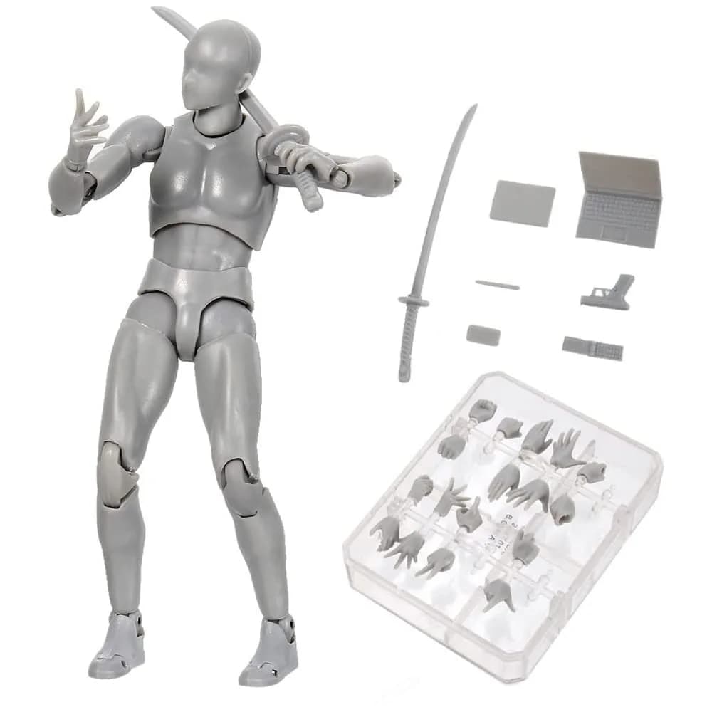 Haniforever Articulated Manikin Figure 15 cm (6 inch) Male Grey | Realistic Poseable Artist Model for Sketching - view 6