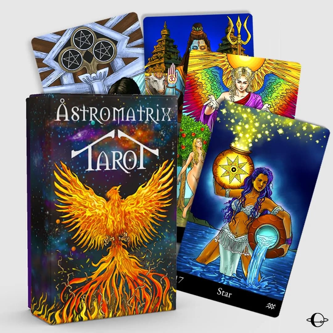 AstroMatrix Tarot Deck with Comprehensive Guide – Modern Symbolism and Enhanced Digital Interpretations for All Levels — Multicolor