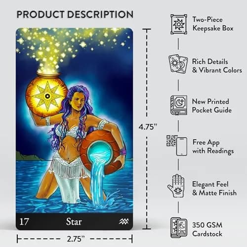 AstroMatrix Tarot Deck with Comprehensive Guide – Modern Symbolism and Enhanced Digital Interpretations for All Levels thumbnail 4