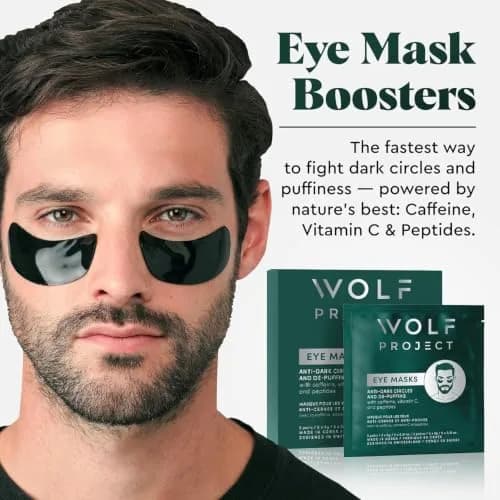 The Wolf Project Under Eye Patches for Dark Circles & Puffiness | Cooling Caffeine Hydrogel Masks for Men thumbnail 2